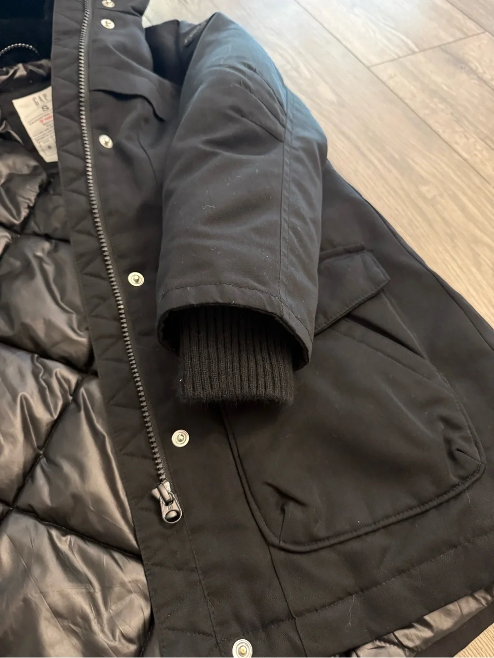 Gap Kids Black Cold Control Ultra Max Primaloft Storm Cuff Fur Hood Size Small